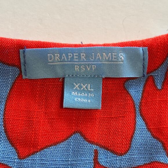 Draper James RSVP Floral Top Womens XXL Red Blue Sleeveless Button Side Tank - Picture 7 of 10